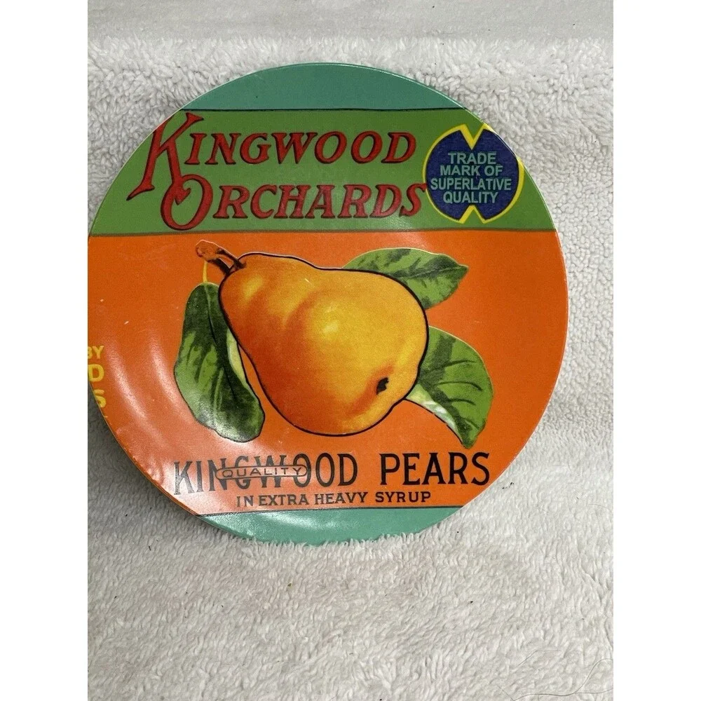 Kingwood Orchards label Pears Extra Heavy Syrup Mug & Plate Kane Home VTG